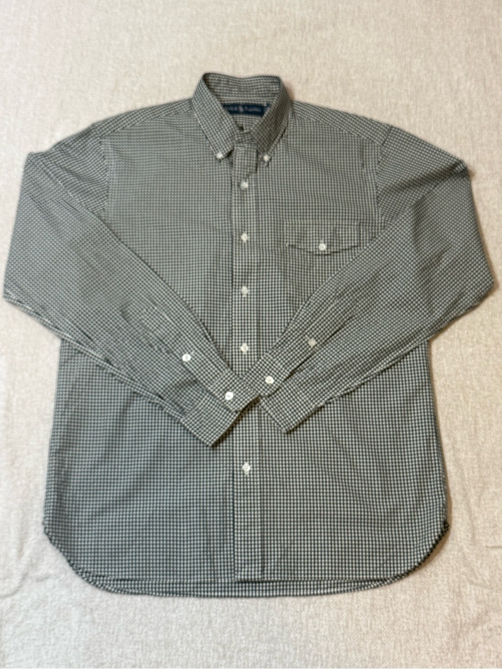 Ralph Lauren Mens M Black White Gingham Shirt Preppy Ivy Quiet Luxury